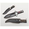 Image 4 : Lot of 3 Fantasy knives with leather sheaths and a  large Fantasy sword with leather sheath; all in
