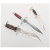 Image 6 : Lot of 3 Fantasy knives with leather sheaths and a  large Fantasy sword with leather sheath; all in