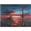 Image 2 : Large framed oil on canvas by B. Duggan of Desert  Scene at Sunset, approx. 42” x 53” showing  brill