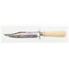 Image 3 : Beautiful clip point Sheffield style knife  accompanied by a leather sheath with metal tip and  thro