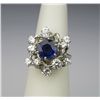 Image 1 : Irresistible Vintage Blue Sapphire and Diamond  Cluster Ring with stunning round Ceylon color  Sapph