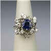 Image 3 : Irresistible Vintage Blue Sapphire and Diamond  Cluster Ring with stunning round Ceylon color  Sapph