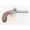 European SxS percussion pistol, .45 cal., 3-1/2”  octagon barrels, bag shaped wood grip in overall