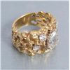 Image 2 : Vintage ladies ring in 14K wrought gold mounted  with over 1/2ct pear shaped cubic zirconia and  sur