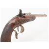 Image 10 : Engraved Flobert single shot pistol, .22 cal., 10”  octagon barrel, checkered and raised carved wood