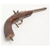 Image 9 : Engraved Flobert single shot pistol, .22 cal., 10”  octagon barrel, checkered and raised carved wood