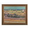 Image 1 : Beautifully framed colorful Impressionistic farm  scene print, approx. 30-1/2” x 37” overall showing