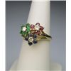 Image 3 : Wonderful Fine Quality Ruby, Emerald, Blue  Sapphire and Diamond Ring in multi-flower design  with 1