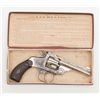 Image 2 : Smith & Wesson top break DA revolver, .32 cal., 3”  barrel, nickel finish, checkered black hard  rub