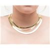 Image 1 : Three flat link Italian 14K marked gold chains of  varying lengths to be worn as a suite; approx. ¼