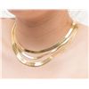 Image 2 : Three flat link Italian 14K marked gold chains of  varying lengths to be worn as a suite; approx. ¼