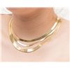 Image 2 : Three flat link Italian 14K marked gold chains of  varying lengths to be worn as a suite; approx. ¼