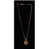 Image 1 : Mexican 2-1/2 Peso gold piece in old rose gold  bezel with chain dated 1945 with mount and chain  of