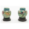 Image 1 : Pair of miniature ginger jars in cloisonné circa  about 1900-1920, marked China.  Green background