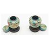 Image 2 : Pair of miniature ginger jars in cloisonné circa  about 1900-1920, marked China.  Green background