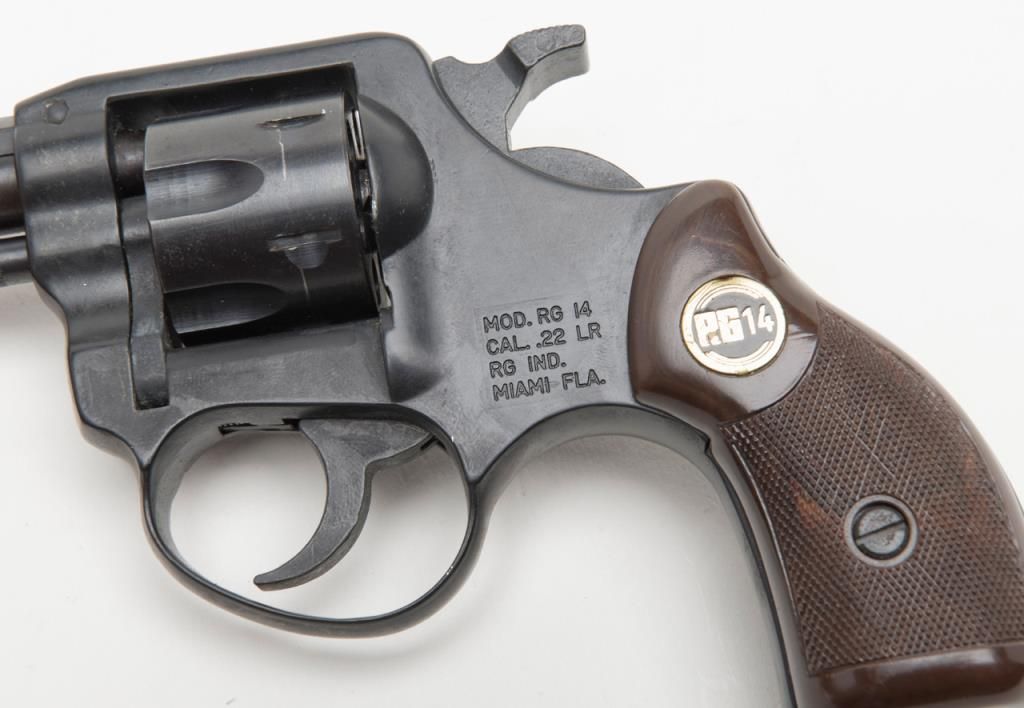 RG Model 14 DA revolver, .22LR cal., 1-3/4” barrel, blue finish, brown ...