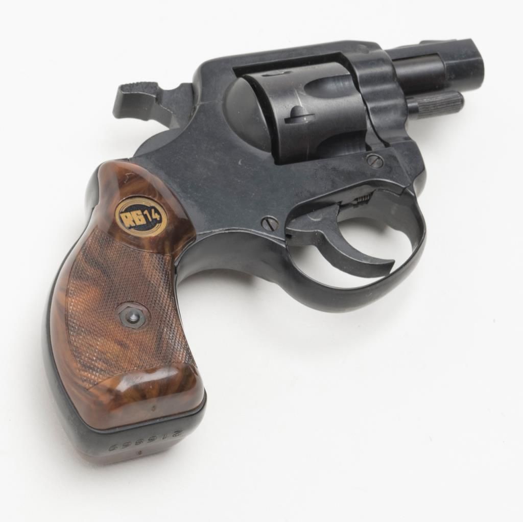 RG Model 14 DA revolver, .22LR cal., 1-3/4” barrel, blue finish, brown ...