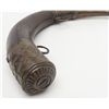 Image 4 : Older Arabic horn powder flask with decorated  brass end pieces, approx. 14” overall; great  patina!