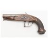 Image 2 : Un-marked percussion single shot pistol, .48 cal.,  4” octagon barrel, checkered wood stock, iron  m