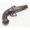 Image 5 : Un-marked percussion single shot pistol, .48 cal.,  4” octagon barrel, checkered wood stock, iron  m