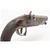 Image 6 : Un-marked percussion single shot pistol, .48 cal.,  4” octagon barrel, checkered wood stock, iron  m