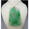 Image 1 : Intricately Carved White and Bright Green Burmese  Jade Pendant carved in floral motif this high  qu