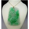 Image 2 : Intricately Carved White and Bright Green Burmese  Jade Pendant carved in floral motif this high  qu