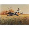Image 2 : Pair of framed paintings on board by Austin Deuel  of geese over a field, each approx. 20” x 23”,  n