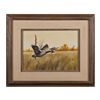 Image 3 : Pair of framed paintings on board by Austin Deuel  of geese over a field, each approx. 20” x 23”,  n