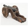 Image 3 : Lot of 3 miniature cannons including a brass  cannon with iron carriage, approx. 18” long, 8” in  he