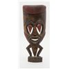 Image 1 : Lot of a painted metal decorative mask and a  carved wooden Tiki mask, approx. 18-1/2” in  height.