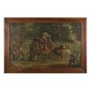 Image 1 : Large framed color print showing the horse drawn  Pemigewasset Coach passing a little red school  ho