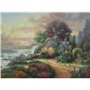Image 2 : Framed color transfer on board “A New Day Dawning”  by Thomas Kincade17-1/2” x 21-1/2” of beautiful