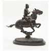 Image 2 : Re-cast of Remington bronze of galloping soldier  on horseback, approx. 10-1/2” in height on marble