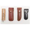 Image 1 : Lot of four knives including folding fisherman’s  knife, a Kershaw folder with leather belt sheath;