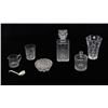 Image 1 : Lot of 6 pieces of misc. crystal consisting of a  decanter with stopper, approx. 9” in height; a  Fr