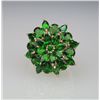 Image 2 : Gorgeous Green Tsavorite Garnet Cocktail Ring with  25 pear, marquise and round cut Garnets weighing