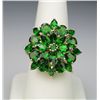 Image 3 : Gorgeous Green Tsavorite Garnet Cocktail Ring with  25 pear, marquise and round cut Garnets weighing