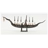 Image 3 : Carved wood and inlaid Japanese Emperor’s  boat  with oarsmen, tillerman, etc., on stand, approx.  2