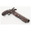 Image 5 : Un-touched English flintlock pistol, .60 cal., 9”  octagon barrel with gold hallmark and band on  ba