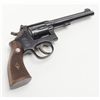Image 10 : Smith & Wesson K-22 5-screw DA revolver, .22LR  cal., 6” barrel, blue finish, checkered wood  medall