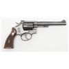 Image 1 : Smith & Wesson K-22 5-screw DA revolver, .22LR  cal., 6” barrel, blue finish, checkered wood  medall