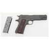 Image 1 : U.S. Property Colt Model 1911-A1 semi-auto pistol,  .45 cal., 5” barrel, parkerized finish, checkere