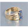 Image 2 : One exceptional cornflower blue emerald cut  sapphire weighing approx 7ct in a 14k YG setting  and 4