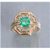 Image 1 : Emerald & Diamond in 14K; elongated shaft to slip  over knuckles; beautifully designed.     Est.: