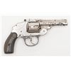 Image 1 : Iver-Johnson shrouded hammer DA top-break  revolver.38 cal., 3-1/4” barrel, nickel finish,  checkere