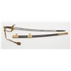 Image 3 : U.S. Dress sword and leather covered scabbard;  un-marked etched blade is in overall very good to  n