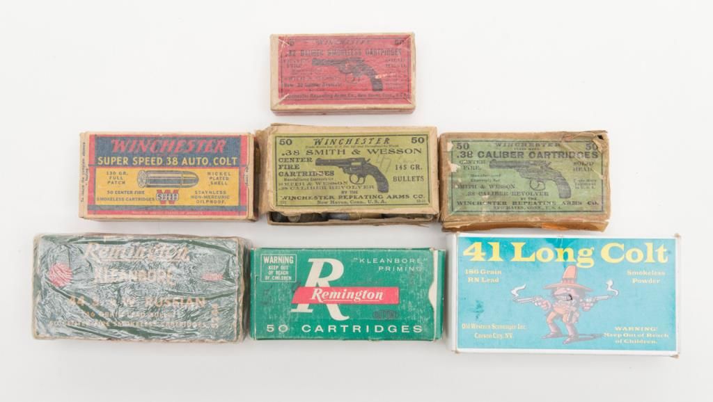 Lot of 7 boxes misc. ammo including full box of .41 Long Colt ...