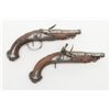 Image 1 : Small pair of cannon barrel flintlock pistols in  need of restoration; each approx. 9” overall with