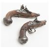 Image 7 : Small pair of cannon barrel flintlock pistols in  need of restoration; each approx. 9” overall with